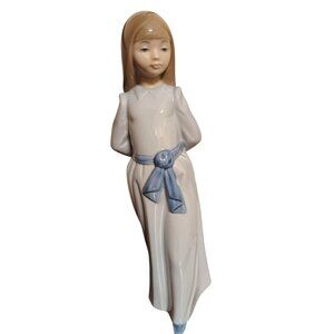 Vintage Nao by Lladro Girl Figurine, Hands Behind Her Back, Cottagecore